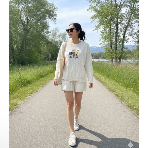 Nwt life is good Cream Sweater and shorts - Picture 1 of 5